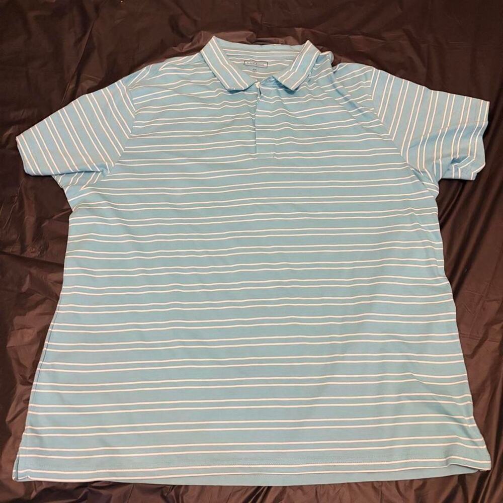Club room blue striped polo
